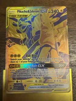 Pikachu and Zekrom GX Tag Team Pokemon Card. - Image 1