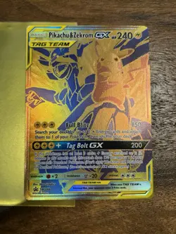 Pikachu and Zekrom GX Tag Team Pokemon Card. - Image 2