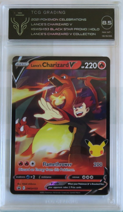 Pokemon Lance’s Charizard V Card TCG 8.5 SWSH133 Celebrations Black Star Promo - Image 1