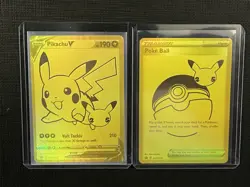 Pokemon Celebrations Pikachu V & PokeBall Gold Promo Cards SWSH145 💎 - Image 1