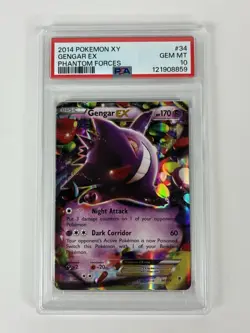 2014 POKEMON XY PHANTOM FORCES #34 GENGAR EX PSA 10 English Gem Mint - Image 1