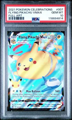 2021 Pokemon Celebrations Flying Pikachu Vmax 007 Full Art PSA 10 - Image 1