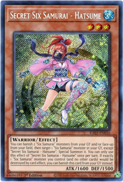 Yugioh! Secret Six Samurai - Hatsume RA03-EN016 Secret Rare NM/M English - Image 1