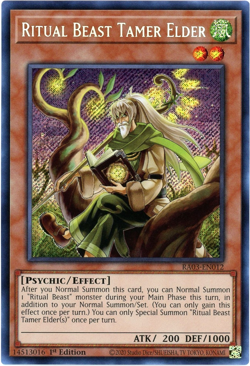 Yugioh! Ritual Beast Tamer Elder RA03-EN012 Secret Rare PCR NM/M - Image 1