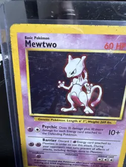 Pokemon TCG Base Set Mewtwo Holo Card 10/102 Vintage Rare MP/HP Unlimited 1999 - Image 2