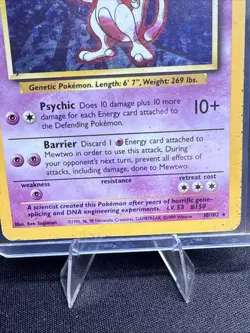 Pokemon TCG Base Set Mewtwo Holo Card 10/102 Vintage Rare MP/HP Unlimited 1999 - Image 4