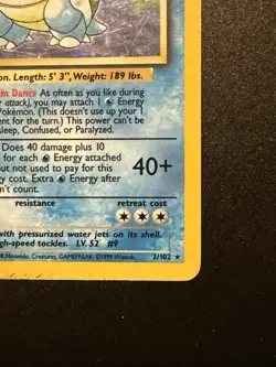 Pokemon Blastoise 2/102 Unlimited Holo Base Set Card 1999 Lightly Played LP LOOK - Image 5
