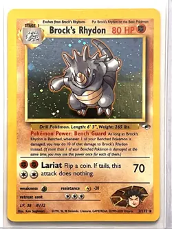 Brock's Rhydon 2/132 Holo Rare Gym Heroes Pokemon Card - Image 1