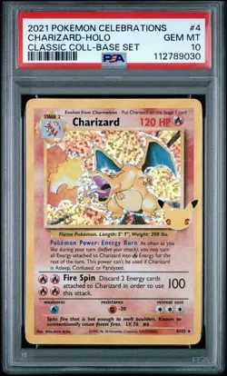 PSA 10 Charizard Celebrations Classic 4/102 Holo Base Set Pokemon Card 2021 - Image 1