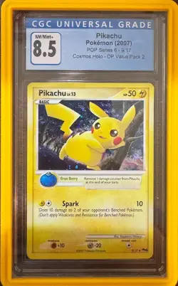 CGC 8.5 PIKACHU 9 COSMOS HOLO POP SERIES 6 POKEMON NM MINT+ - Image 1