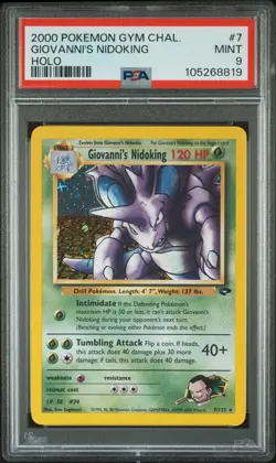 2000 POKEMON GYM CHALLENGE HOLO #7 GIOVANNI'S NIDOKING PSA 9 - Image 1