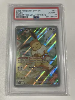 2025 PSA 10 Graded Pokemon Eevee SVP 173 Prismatic Evolutions ETB English - Image 1