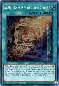 YuGiOh! WANTED: Seeker of Sinful Spoils RA03-EN074 Secret Rare NM/M English - Image 1