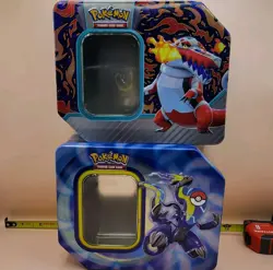 2 Pokemon Trading Card Empty Tin Containers Nintendo Pikachu - Image 1