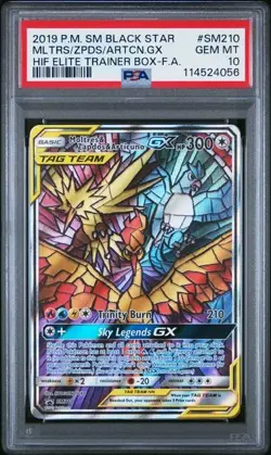 PSA 10 MOLTRES ZAPDOS & ARTICUNO GX SM210 HIDDEN FATES ETB BLACK STAR POKEMON - Image 1