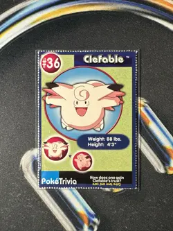 Clefable 1999 Original 151 Pokemon Burger King PokeTrivia Trading Card #36 - Image 1