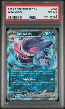 2024 POKEMON TEF EN-TEMPORAL FORCES #104 GENGAR EX PSA 8 - Image 1
