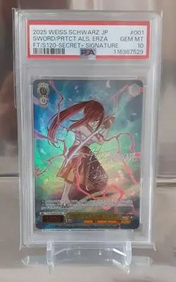 PSA10 Weiss Schwarz Erza SEC+ Signed Card Sword to Protect Friends from Japan - Image 1
