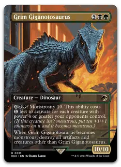 Grim Giganotosaurus (Borderless) #11 (NM) Jurassic World REX Magic MTG - Image 1
