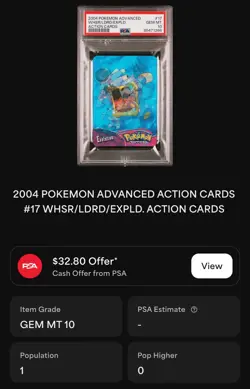 2004 POKEMON ADVANCED WHSR/LDRD/EXPLD ACTION CARDS LENTICULAR • PSA 10 - POP 1 - Image 2