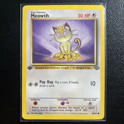 Meowth 56/64 1st Edition Jungle Pokemon TCG WoTC Vintage NM - Image 1