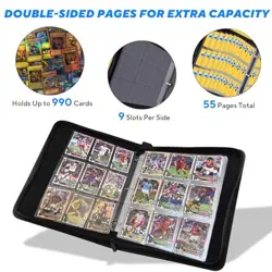Portable 9-Pocket Trading Card Binder, Holds 990 Cards with 55 Removable - Image 3