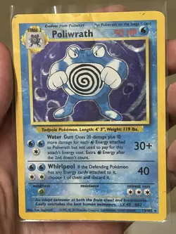 Pokemon TCG Poliwrath 13/102 Base Set Holo Rare Card Vintage WOTC Damaged - Image 1