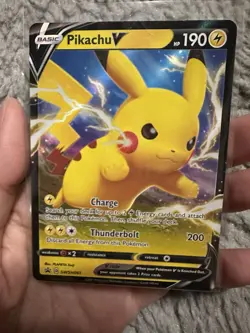 Pokemon TCG Pikachu v SWSH061 Full Art Holo Card Sword and Shield Promo - Image 1