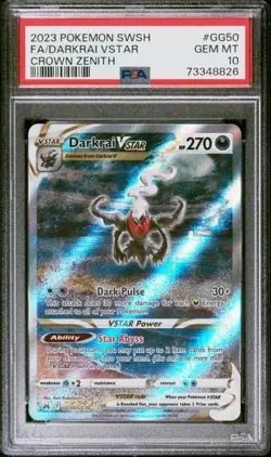 PSA 10 Darkrai Vstar GG50/GG70 Crown Zenith Full Art Holo Graded Pokemon Card - Image 1