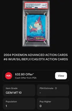 PSA 10 2004 POKEMON ADVANCED WUR/SIL/BEFLY/CAS/DTX ACTION CARD LENTICULAR POP 1 - Image 2