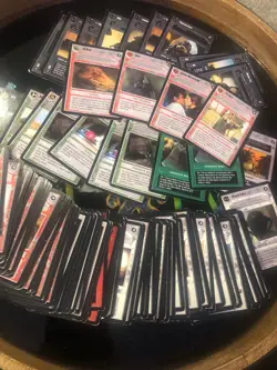 Star Wars CCG 113 Card LOT of Rare Lot Damaged & Mixed Condition- 1998 Decipher - Image 1