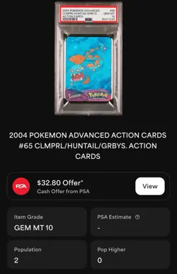 2004 POKEMON ADVANCED CLMPRL/HUNTAIL/GRBYS ACTION CARD LENTICULAR • PSA 10 POP 2 - Image 2
