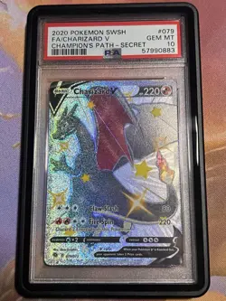 Charizard v Secret Rare Holo Card PSA 10 79/73 Champions Path - Image 1