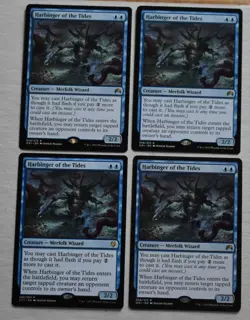 MTG Lot 4x Harbinger of the Tides Rare Blue Merfolk Wizard Creature - Image 2