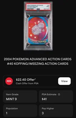2004 POKEMON ADVANCED KOFFING/WEEZINGACTION CARDS LENTICULAR • PSA 9 - POP 1 - Image 2