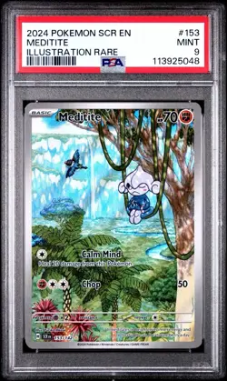 2024 POKEMON SCR EN-STELLAR CROWN ILLUSTRATION RARE #153 MEDITITE PSA 9 - Image 1