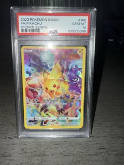 2023 POKEMON SWORD AND SHIELD CROWN ZENITH 160 FULL ART/PIKACHU PSA 10 - Image 1