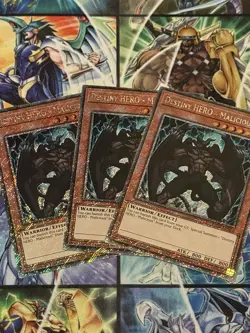YUGIOH DESTINY HERO - MALICIOUS PLATINUM SECRET RARE NM RA03-EN001 x3 - Image 1