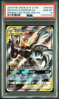 PSA 10 Pikachu & Zekrom 2019 Pokemon Card Promo-Tag Team TINS-FA #SM 168 JPN - Image 1