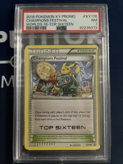 2016 Pokemon XY Top 16 Promo-PSA 7-Festival Worlds 16 Champion Trainer #XY176 - Image 1