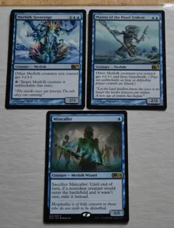 MTG Lot Master Of The Pearl Trident, Merfolk Sovereign, Mistcaller Rare Blue - Image 1
