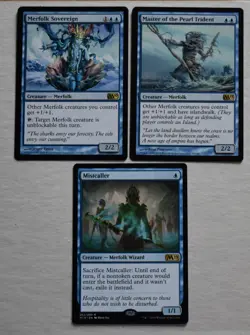 MTG Lot Master Of The Pearl Trident, Merfolk Sovereign, Mistcaller Rare Blue - Image 2