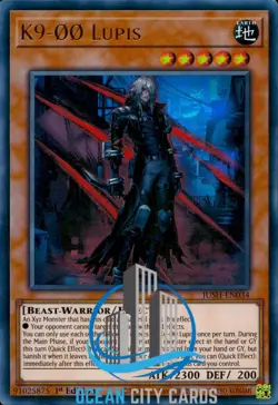 Yugioh JUSH-EN034 K9-OO Lupis Ultra Rare 1st Ed - Image 1