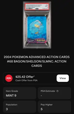 2004 POKEMON ADVANCED BAGON/SHELGON/SLMNC ACTION CARD LENTICULAR • PSA 9 - POP 3 - Image 2