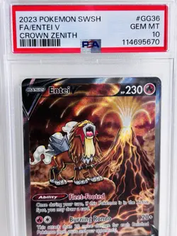 PSA 10 Gem Mint Entei V GG36/GG70 Pokemon Crown Zenith Galarian Gallery - Image 1