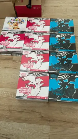 ALL 10 Boxes✅9x Pokemon Black Bolt and White Flare ETB and 1x Prismatic ETB - Image 1