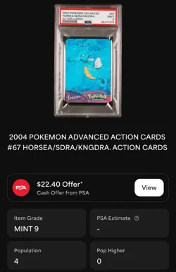 2004 POKEMON ADVANCED HORSEA/SDRA/KNGDRA ACTION CARDS LENTICULAR • PSA 9 - POP 4 - Image 2