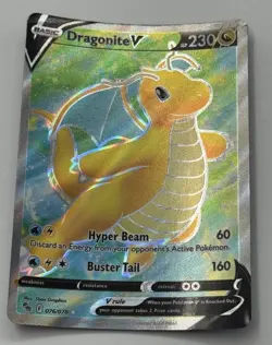 Pokemon TCG Dragonite V 076/078 Pokemon GO Ultra Rare Holo MP Card SEE PICS - Image 1