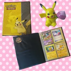 Pokemon Trading Card Game binder + 60 cards and a mini pikachu figure !! - Image 1