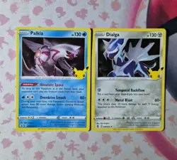 Pokemon Card Celebrations Palkia 004/025 & Dialga 020/025 Holo Rare Bundle 25th - Image 1